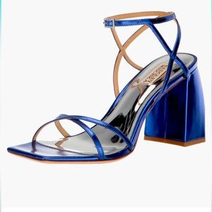 NIB!! Badgley Mischka Ivanka Heeled Sandal in Vibrant Chrome Blue💙
